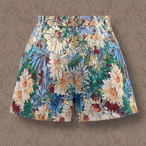 SHEIN Colorful Floral High Waist Shorts - Picture 3 of 4